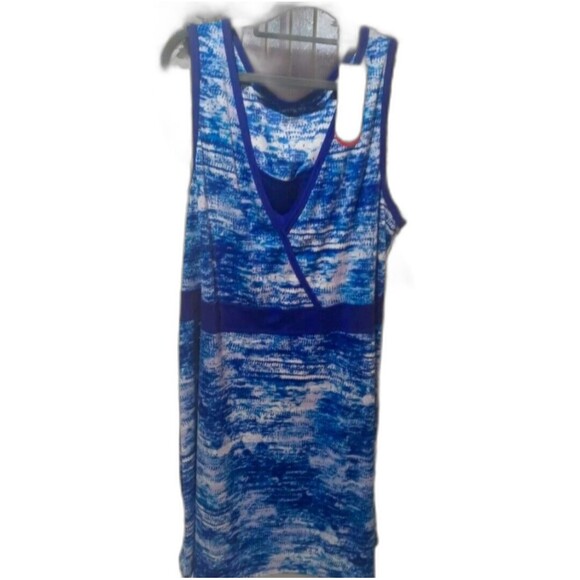 Extertak Woman's Sleeveless Dress Blue White Tie Dyed Plus Size 20 Moisture Wick - Picture 1 of 2